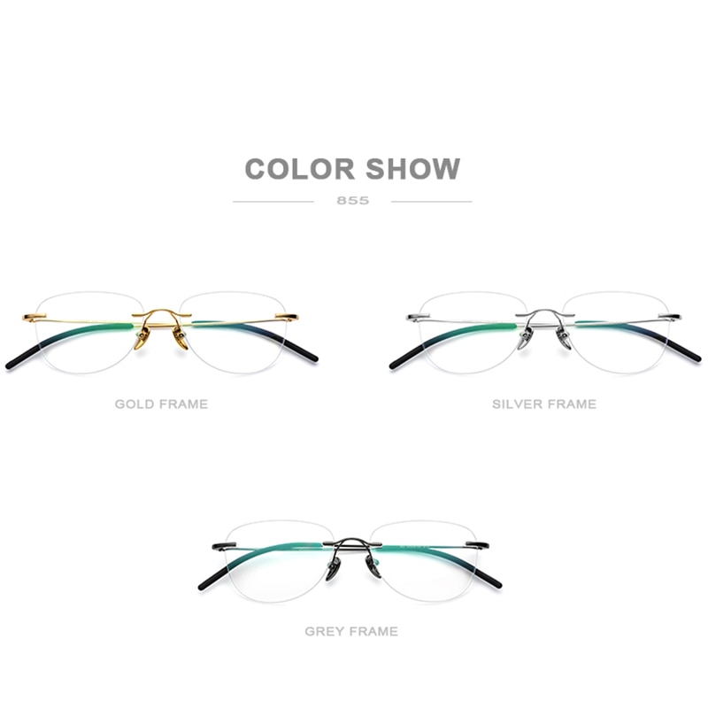 Montura de gafas sin montura de titanio puro FONEX B, gafas graduadas para mujer, monturas ópticas para miopía, nuevas gafas ovaladas Vintage para hombre 855