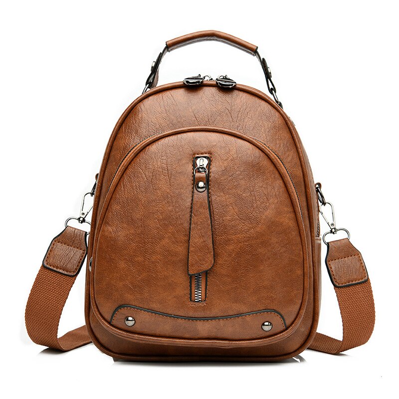 Multifunction Women Backpack for Leather school bags for teenage girls women travel backpack Shoulder Bags Mochilas: Brown