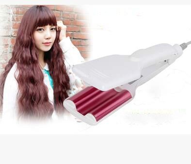 Plancha de pelo de hierro corrugado, herramienta de peinado de onda plana, corrugación electrónica: Beige