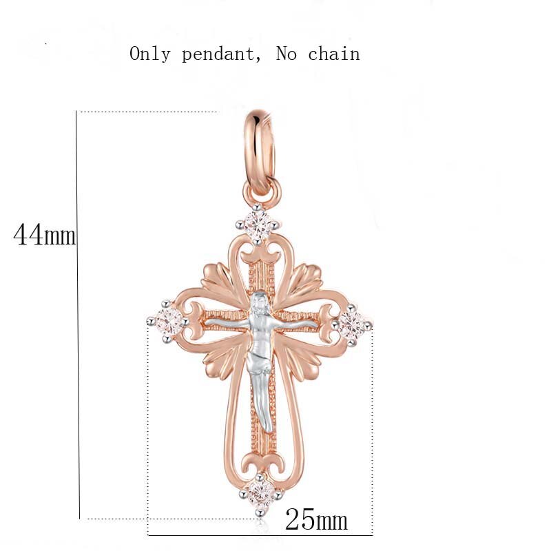 6 Style FJ Jewelry Women Mens Necklace Pendant 585 Rose Gold Color Mixed Cross Crucifix Pendants Snail Chains: PN0132