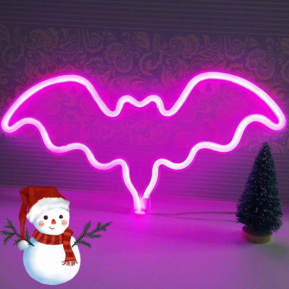 Neon- Zeichen Fledermaus Geformt Zauberstab Dekorative LDE Nacht Licht Batterie & USB Betrieben für freundlicher Geburtstag Zimmer Dekor Party Dekoration christm