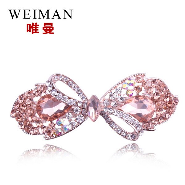 Weimanjingdian arco/doces cristal strass grampos de cabelo, grampos de noiva, joias de cabelo: bow coffee