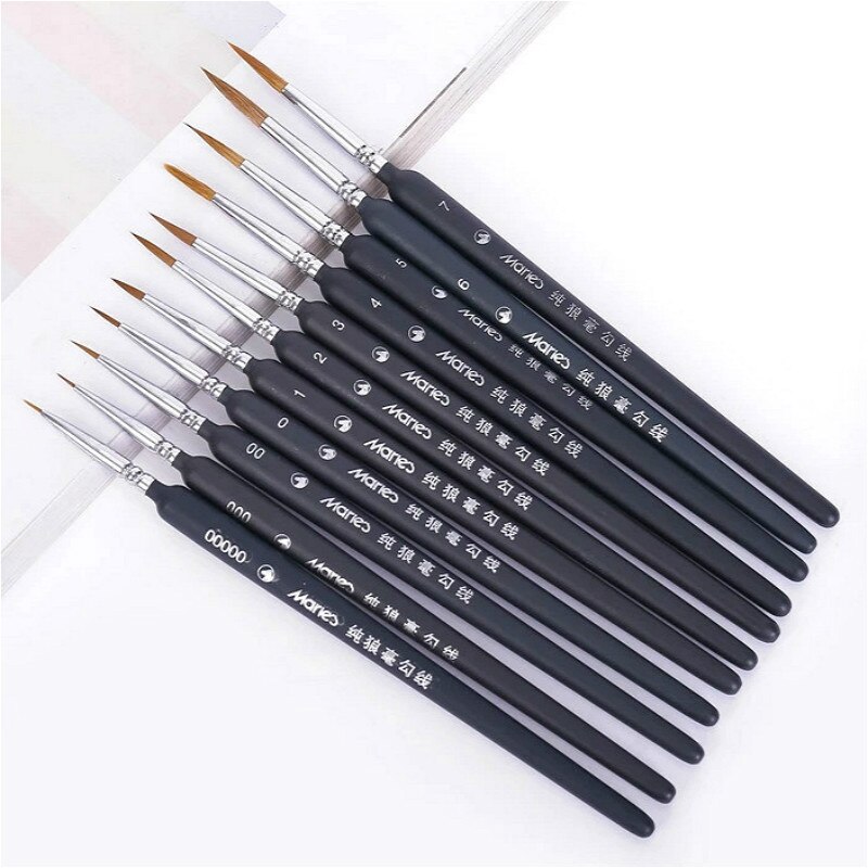 10Pcs/set Nylon Artist Paint Brush Watercolor Acrylic Wooden Handle Oil Painting Brushes Art Supplies Stationery