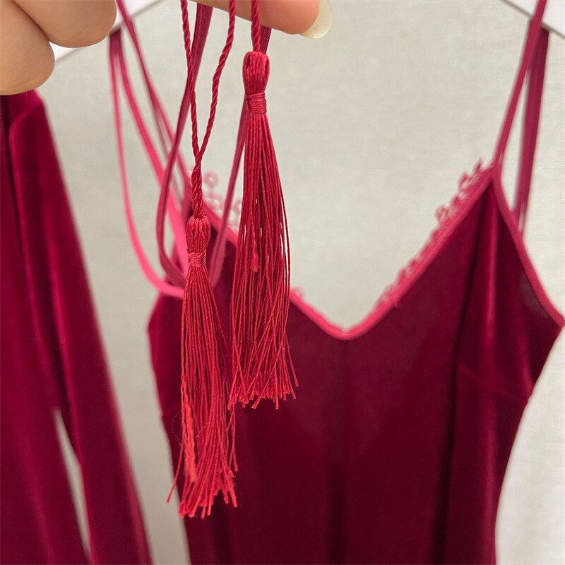 Conjunto de Bata larga de terciopelo para mujer, ropa de dormir suelta, Kimono, bata de baño con cinturón Sexy, lencería íntima para estar en casa, 2 piezas