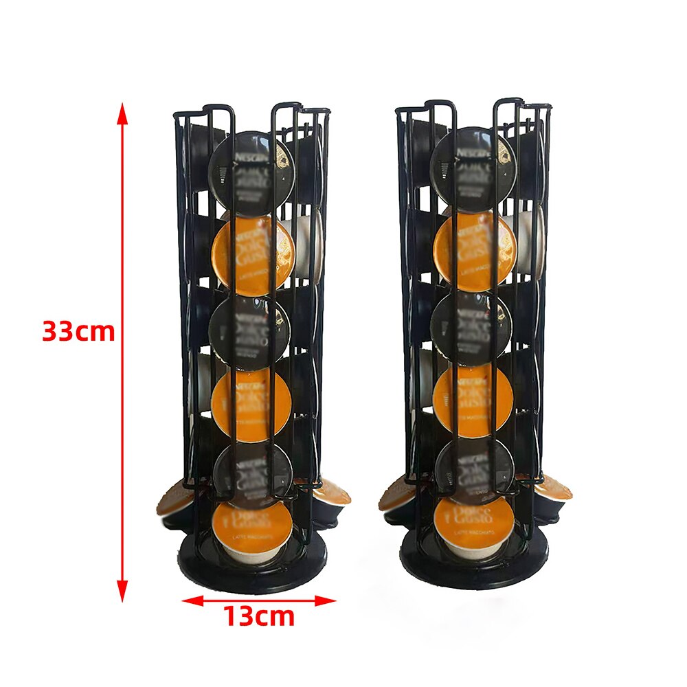 24 Cups Coffee Pods Holder Rotating Rack Coffee Capsule Stand For Dolce Gusto Capsules Storage Shelve Organization Holder