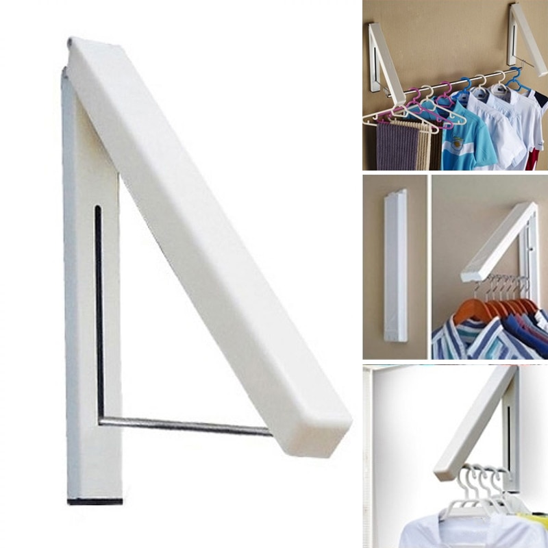 395x46mm Portable Folding Wall Hanger Retractable Clothes Organizer Drying Rack Waterproof Hangers Space Saving Artifact E2S