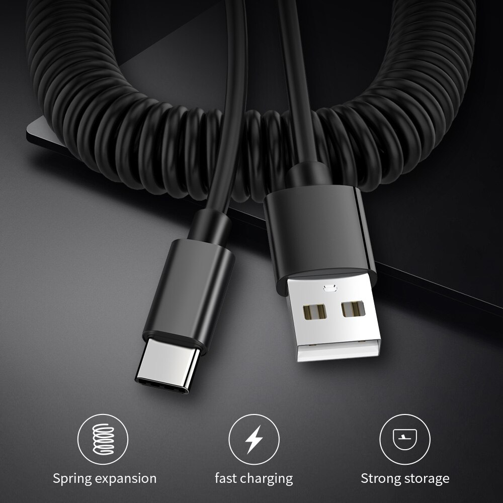 2,4 EINE Frühling USB Kabel Mikro USB Typ C Schnelle Ladekabel USB C praktisch-ladegerät Kabel Microusb Cabo Für samsung S8 Xiaomi Huawei