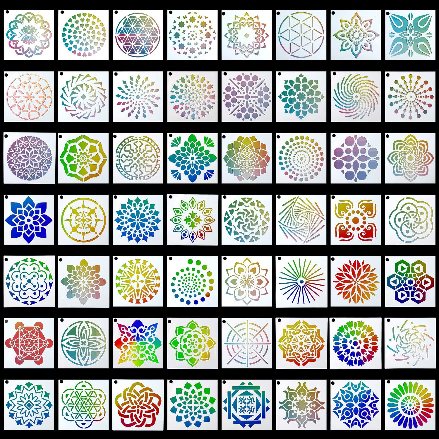 56 Pack Mandala Dot Painting Templates Stencils Perfect for DIY Rock Painting Art Projects 3.6x3.6 inch 9X9 cm