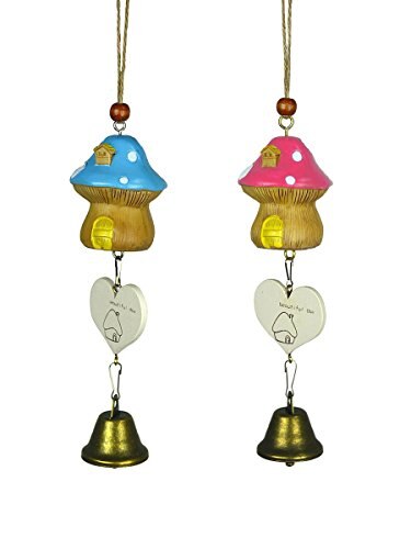 2 pçs bonito mini sino do carrilhão de vento casa quintal jardim decoração da porta de suspensão: Mushroom