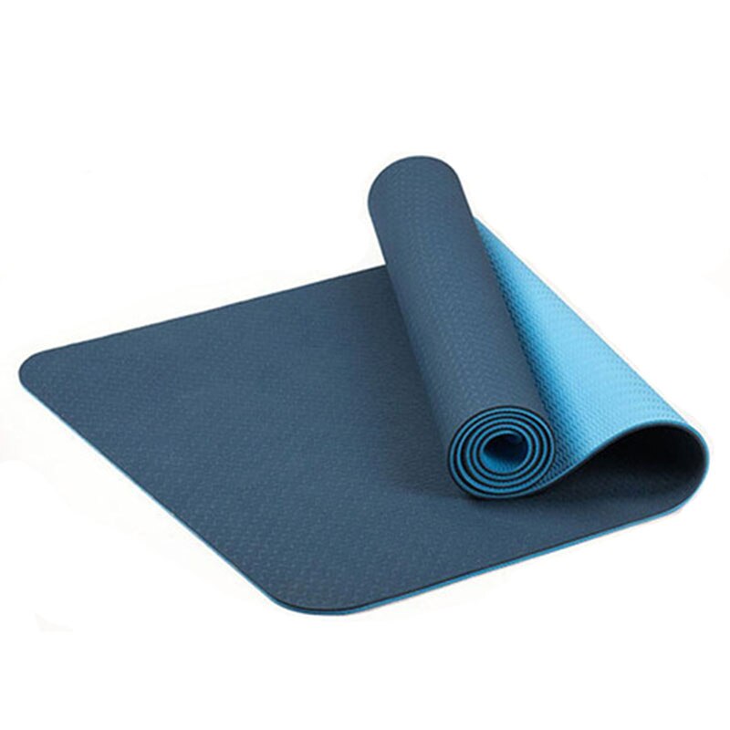 Esterilla antideslizante de Tpe de dos colores, 183x61cm, para Yoga, deportes, gimnasio, Ejercicio en casa, estera ecológica insípida, buena eesiliencia: Azul