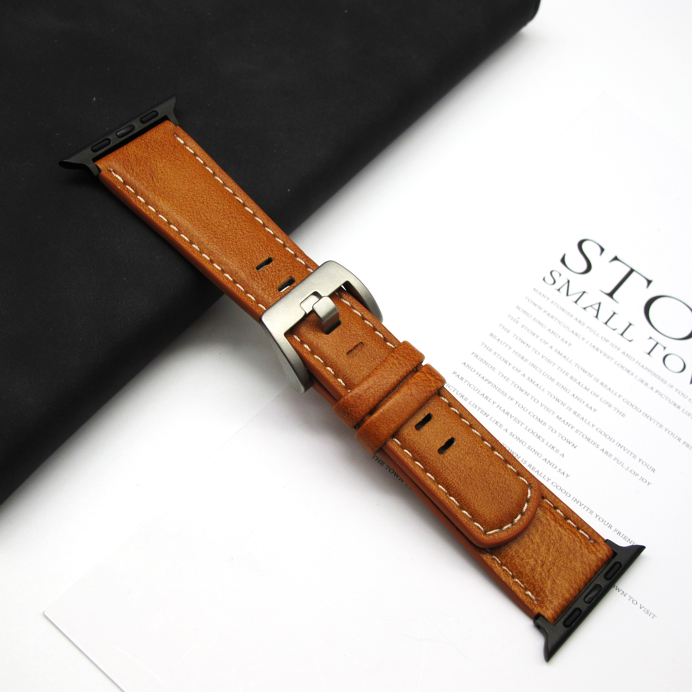 Leather strap for Apple Watch Ultra1 strap 49mm S10 46mm 42mm 45 44 41 40 38mm men's strap for Iwatch series 987654: S / Black Gray