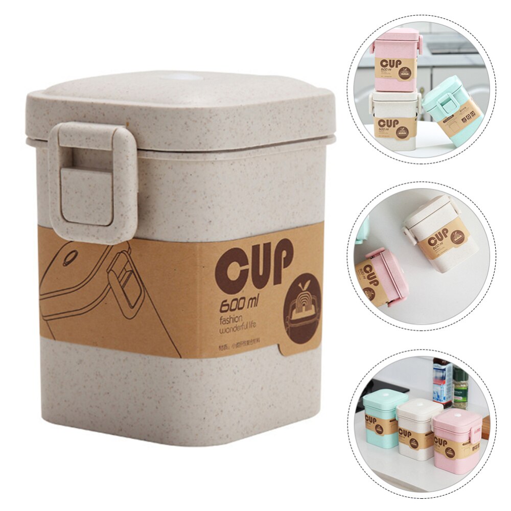 Sealed Soup Cup Practical Mug Anti-scald Porridge Cup Leakage-proof Cup: Beige