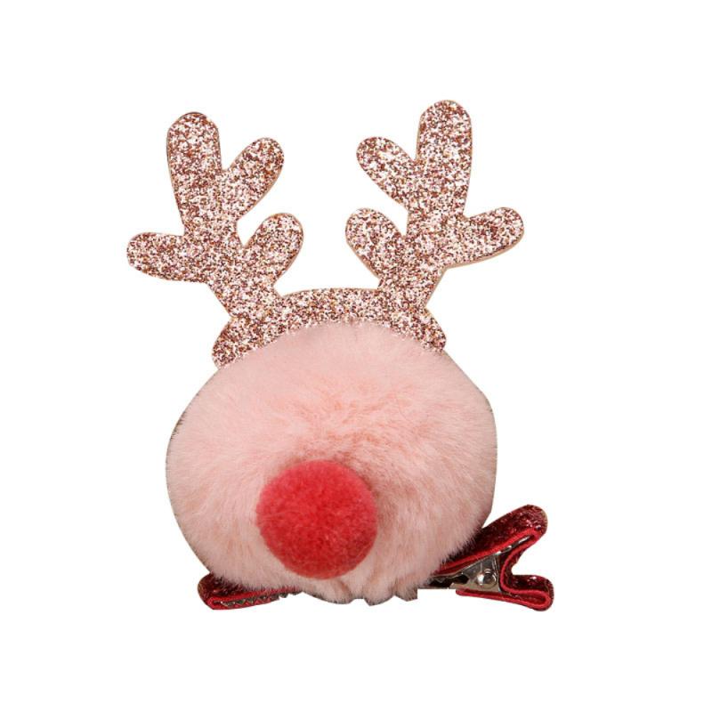 Kerst Pluche Haarspeld Pluche Bal Winter Kinderen Haarspeld Top Clip Elanden Eendenbek Gewei Kerst Haaraccessoires: Mintgroen