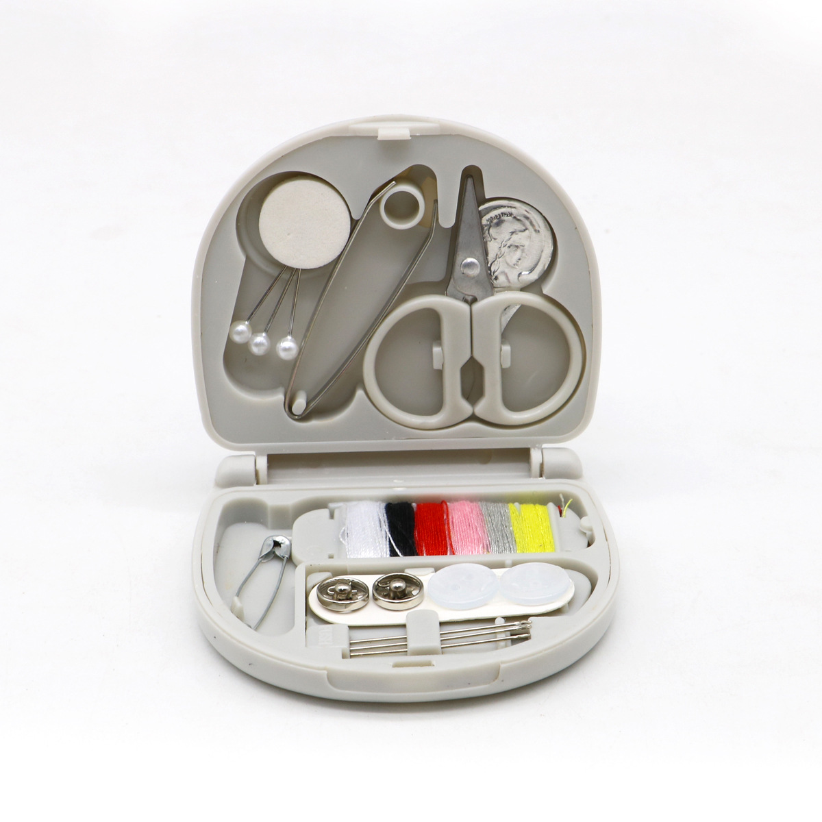 Portable Travel Mini Sewing Kit Buttons Pins Storage Boxes HandmadeScissor Thimble Needle Threads Box Set DIY Sewing Tools: WHITE