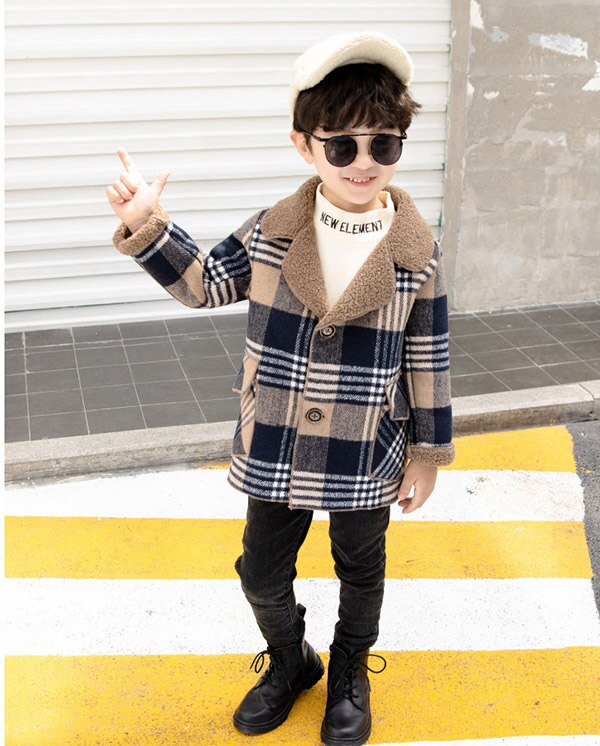 Kinderkleding Jongen Wollen Zware Jas: Blauw / 9T