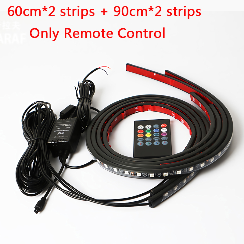 Charssis-tira de luces LED flexibles para coche, Control remoto/aplicación, luces de neón RGB, ambiente, Lámpara decorativa automática: 3000 K de oro
