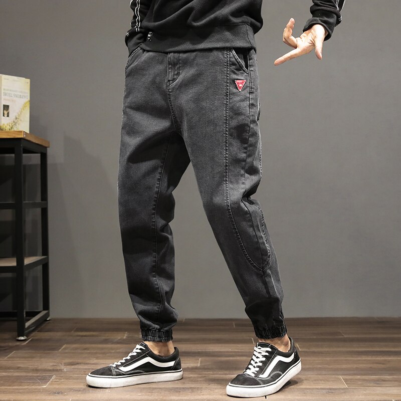 Jean pour hommes, pantalon Cargo en Denim épissure à la , pantalon Cargo, Style japonais Hip Hop, jogging: L