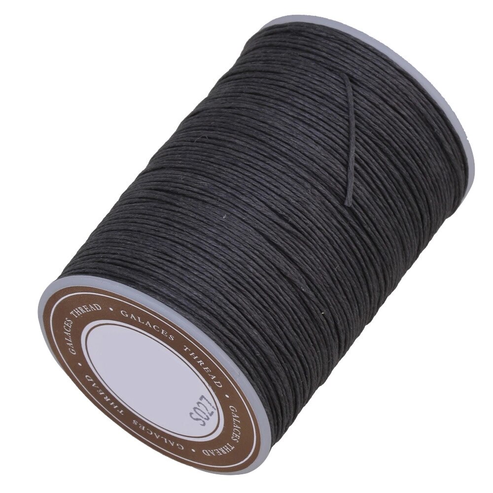 Dark Grey 0.6mm Dia Ramie Waxed Cord Wax Thread 95m for Leather Craft