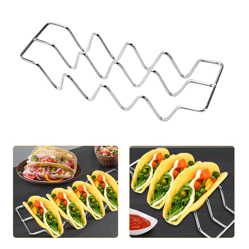 Stainless Steel Taco Rack Restaurant Pancake Stand Desktop Chicken Rolls Holder