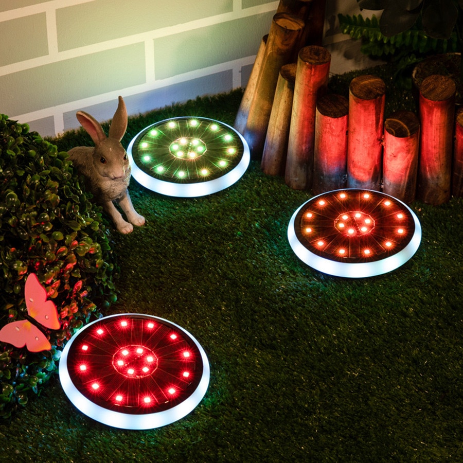 Thrisdar 7 Farbe RGB Solar- Boden Disk Lichter 30LEDS Solar- Begraben Sicherheit Licht draussen Garten Weg Solar- Deck Boden licht