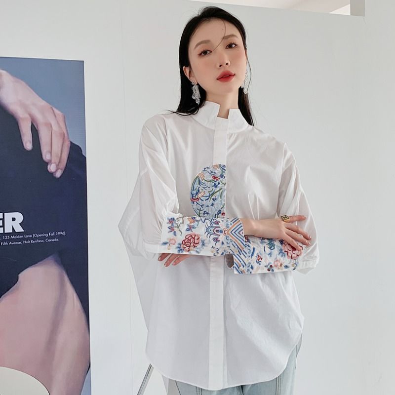 Blusa de seda china clásica para mujer, camisa de manga larga, partes de arriba con estampado de flores, traje tang, ropa china antigua, qipao,