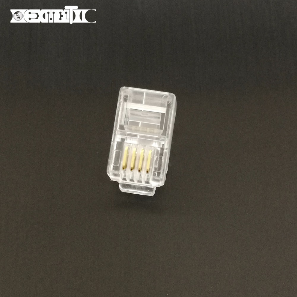 100pcs RJ11 4P4C Telefoon Connector RJ-11 4 Cores Connector