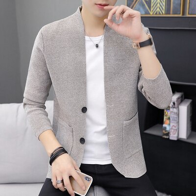 Zongke solid cardigan herr kläder stickad tröja herr kläder tröjor herr cardigan 2022 spring m -2xl: Kaki / Kinesisk storlek l