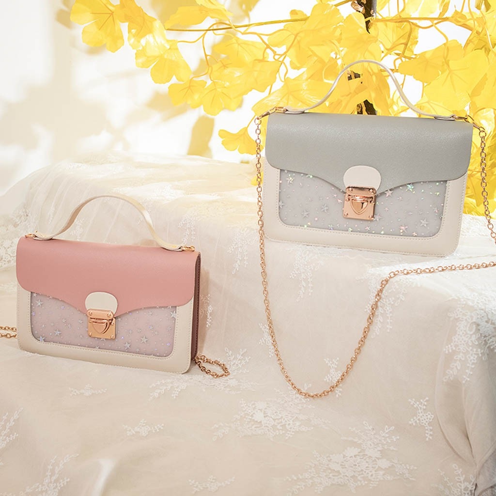 Pu Plaid Thick Chain Celebrity Inspired Bag Mini Square Sling Bag Solid Sequins Shoulder Bag Female Crossbody sac a main