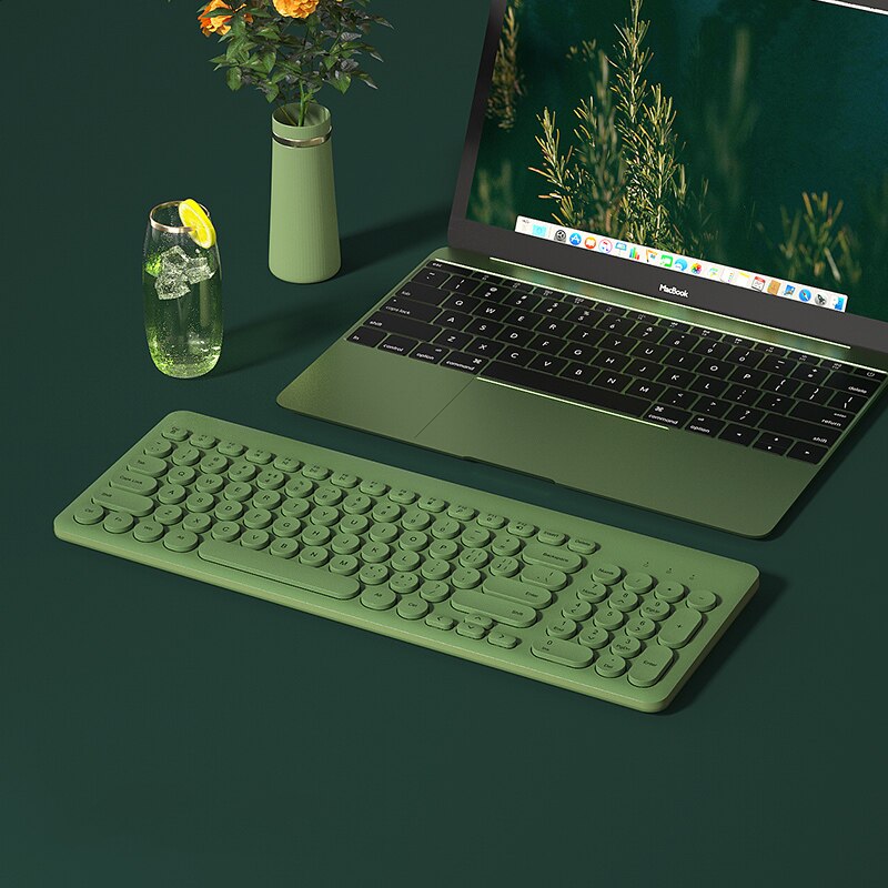 Draadloze Gaming Toetsenbord Muis Set Voor Macbook Xiaomi Stille Magic 2.4G Draadloze Toetsenbord Muis Combo Computer Pc Gamer Toetsenbord: Green Keyboard
