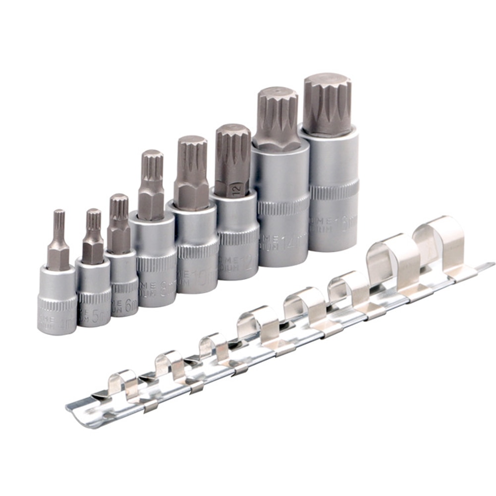 8 stk 1/4 " 3/8 " 1/2 " torx bit topnøgle sæt adapter unbrakonøgle spline bits universal hoved til momentnøgle skralde topnøgle