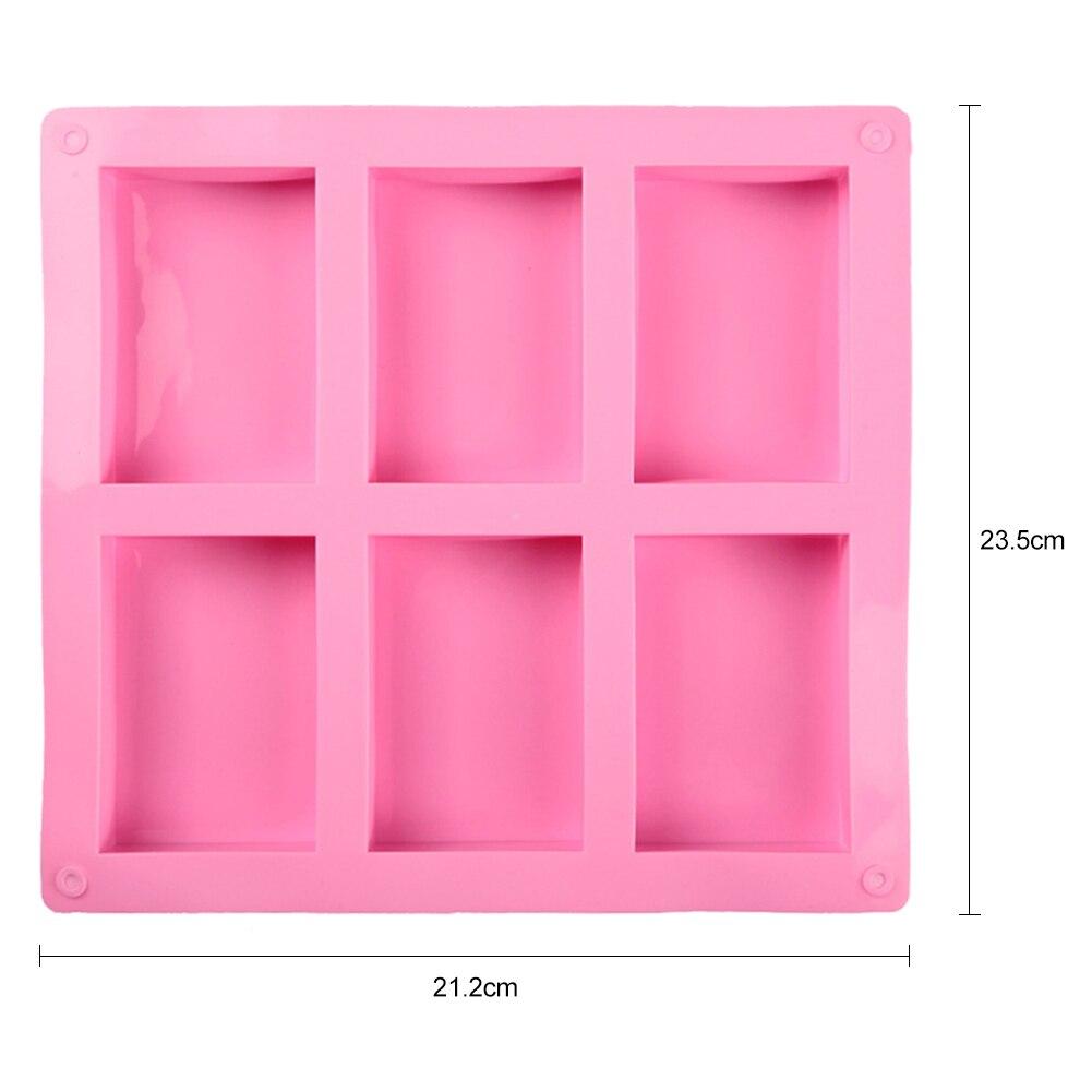 6 Cavity Silicone Handgemaakte Zeep Mold 3D Rechthoek Diy Craft Cakevormen Koekjes Cookies Mold Keuken Tool