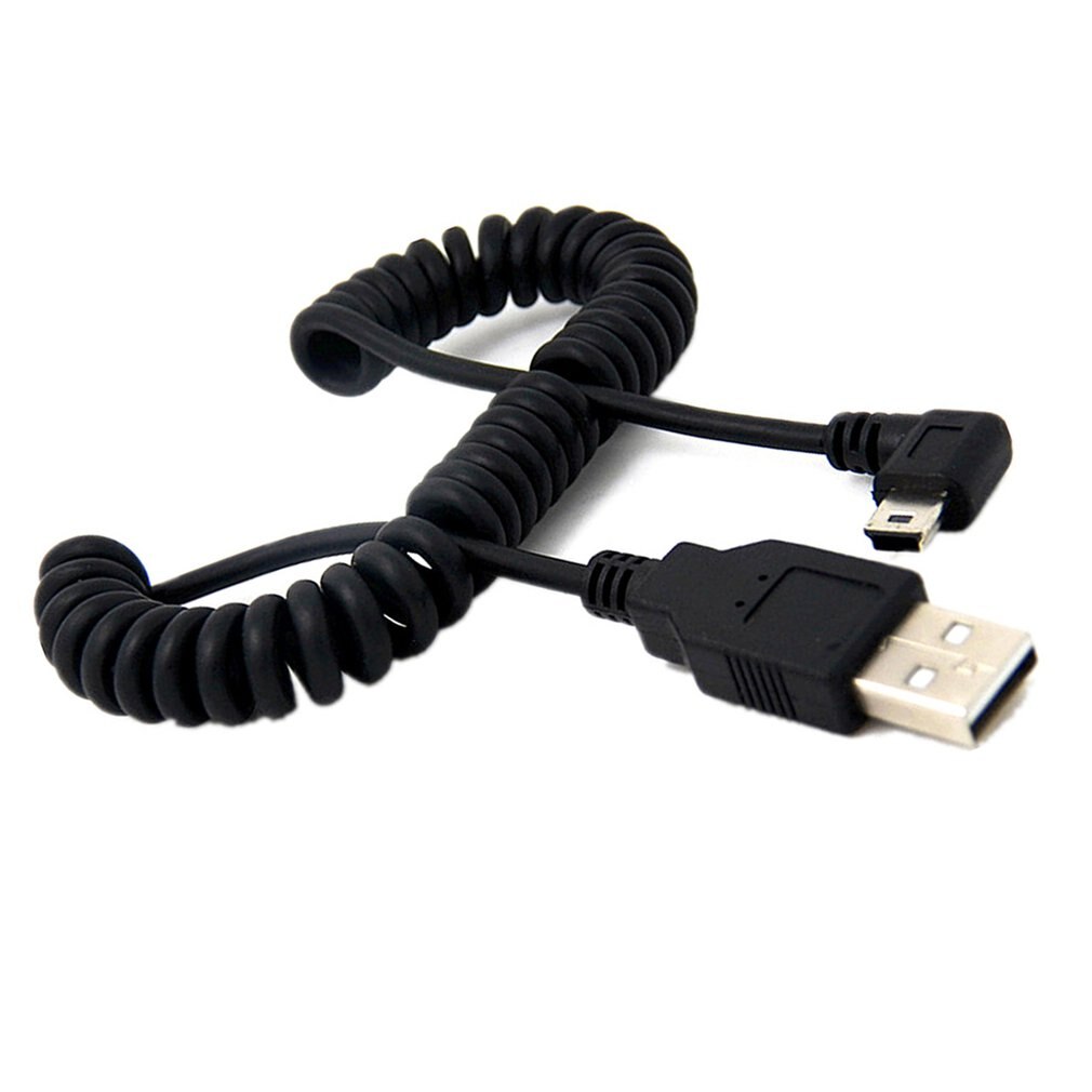 Câble adaptateur spiralé coudé à 90 degrés usb 2.0 a mâle 1pc mini usb 5 broches pour appareils photo numériques  mp3 lecteurs ccc