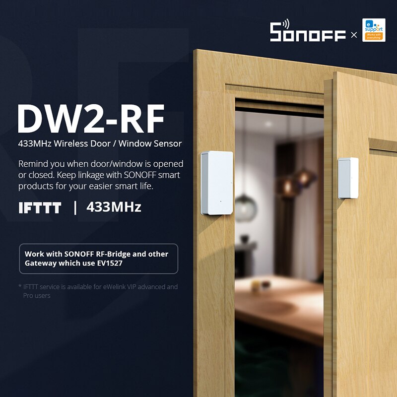 Itead SONOFF DW2 RF 433Mhz Door Window Sensors Samrt Home Alert Notification Security Sensor Works With RF Bridge eWelink IFTTT