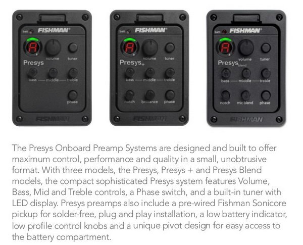 Guitar Pickups Fishman Presys + Preamp 201 EQ Tuner Piezo Pickup Equalizer System Acoustic Guitar Pickup