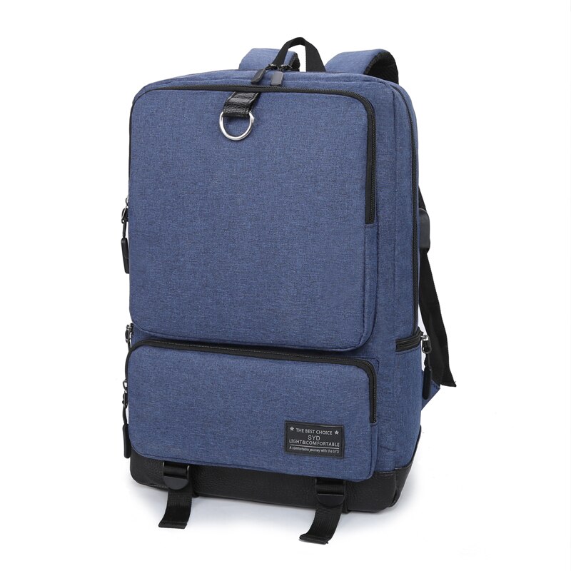 Men&#39;s Backpack Casual Business Laptop Backpack Male USB Socket Teen Student Schoolbag Women&#39;s Daily Work Bag Black Gray Blue: Blue