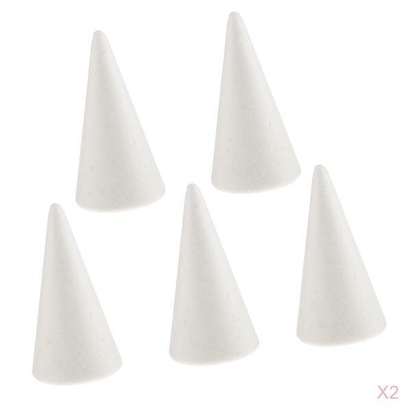 10 Pieces Cone Polystyrene Styrofoam Foam Embellishments DIY Materials 10cm