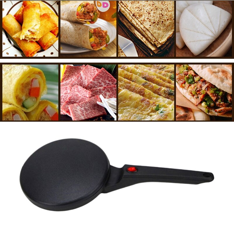 Eu stik elektrisk crepe maker pizza pandekage maskine non-stick stegeplade bage pande kage maskine, sort