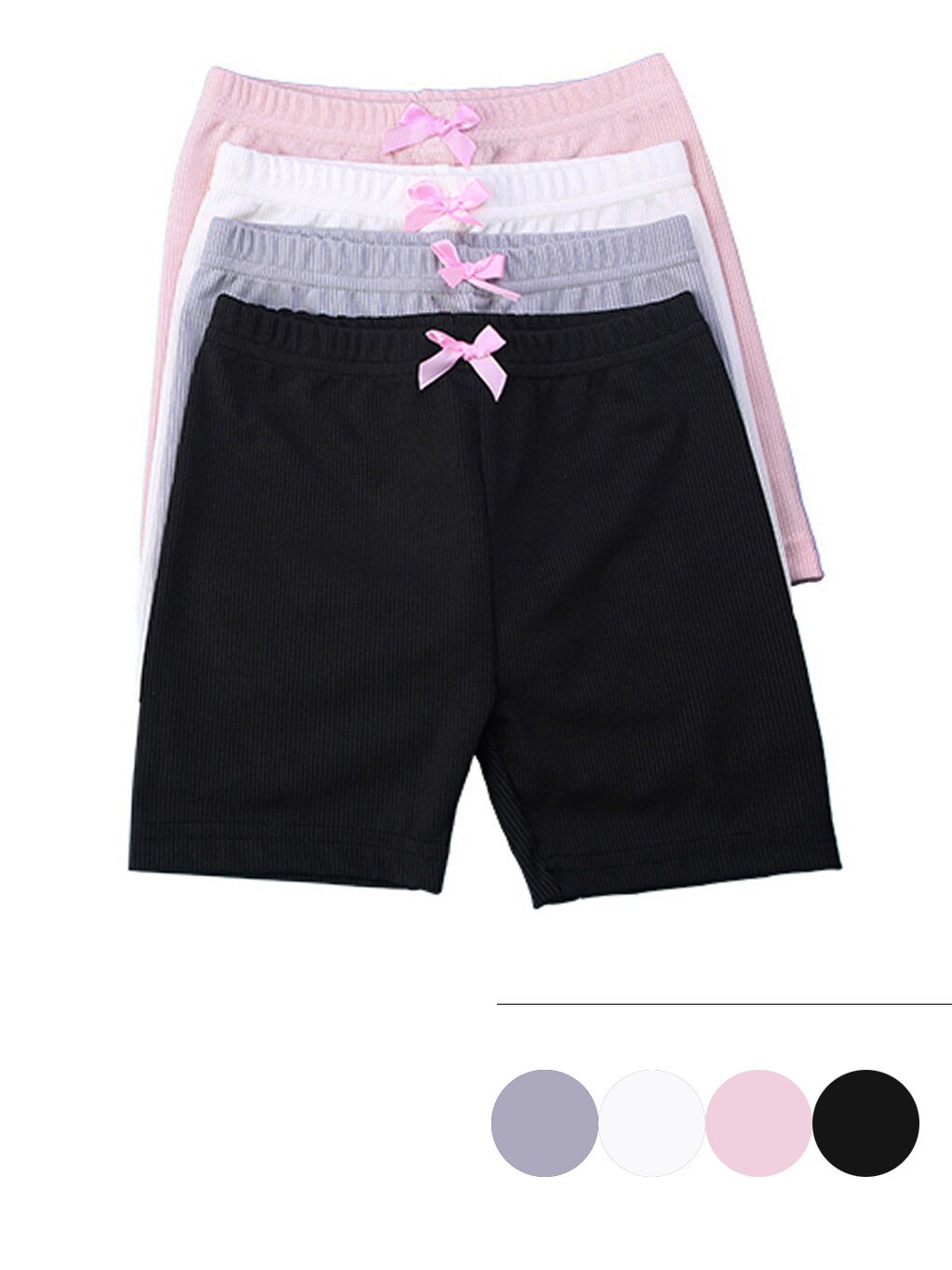4Pcs Peuter Elastische Taille Zweet Shorts Katoen Kinderen Kid Baby Meisjes Effen Kleur Shorts Roze Boog Veiligheid Broek Ondergoed: 5T