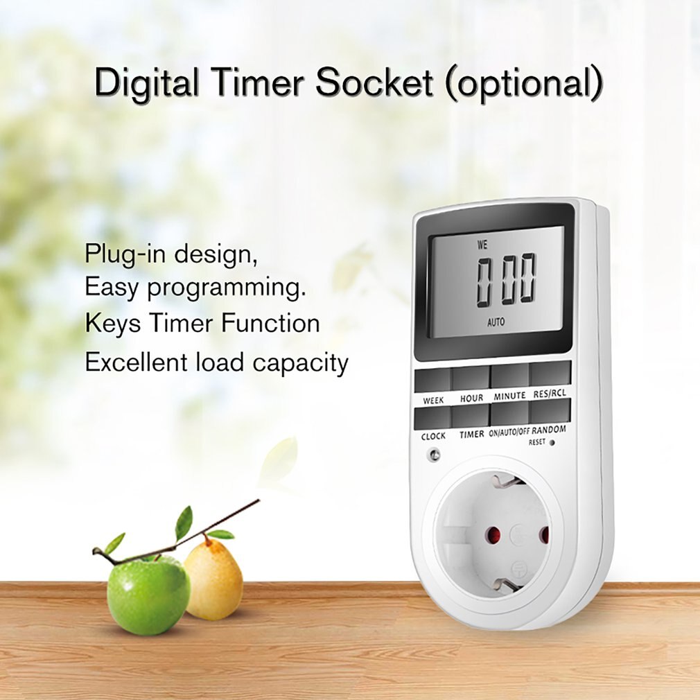 Mini Digital LCD 230V 16A Timer Switch Socket Outlet Plug-in Time Control for Kitchen Electric Appliance EU Plug with Colock