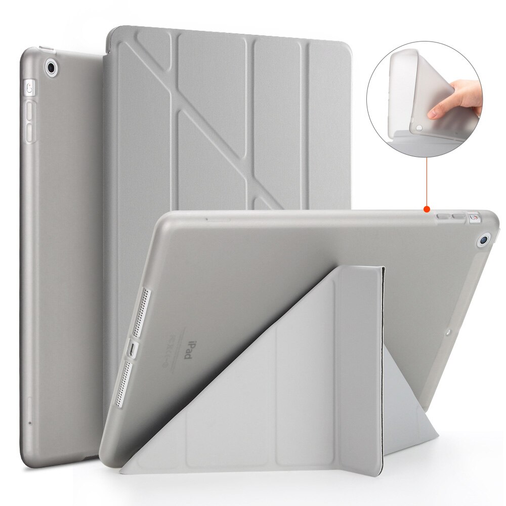 Etui do iPada powietrza, etui z klapką stań etui do iPada 5, PU skóra pełni etui do iPada A1474 A1475 A1476 smart cover dla ipad Air 1 przypadki: Gray