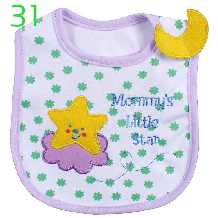 Pechera bordada de algodón para bebé, babero multicolor de dibujos animados para alimentación de bebé, resistente al agua, material para bebé, bufanda para infante: 2