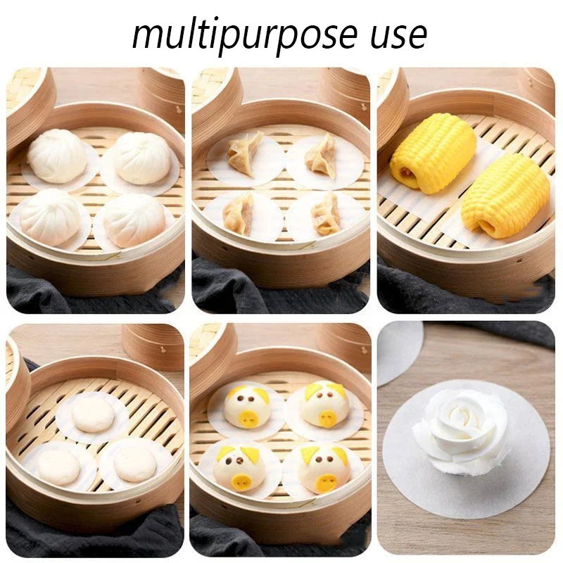 Rundes Backpapier, gedämpftes Papier, Ofen, Grill, gedämpftes Brötchen, Dampfgarer, Schubladenpapier, nicht klebend, ölbeständig, Shippi