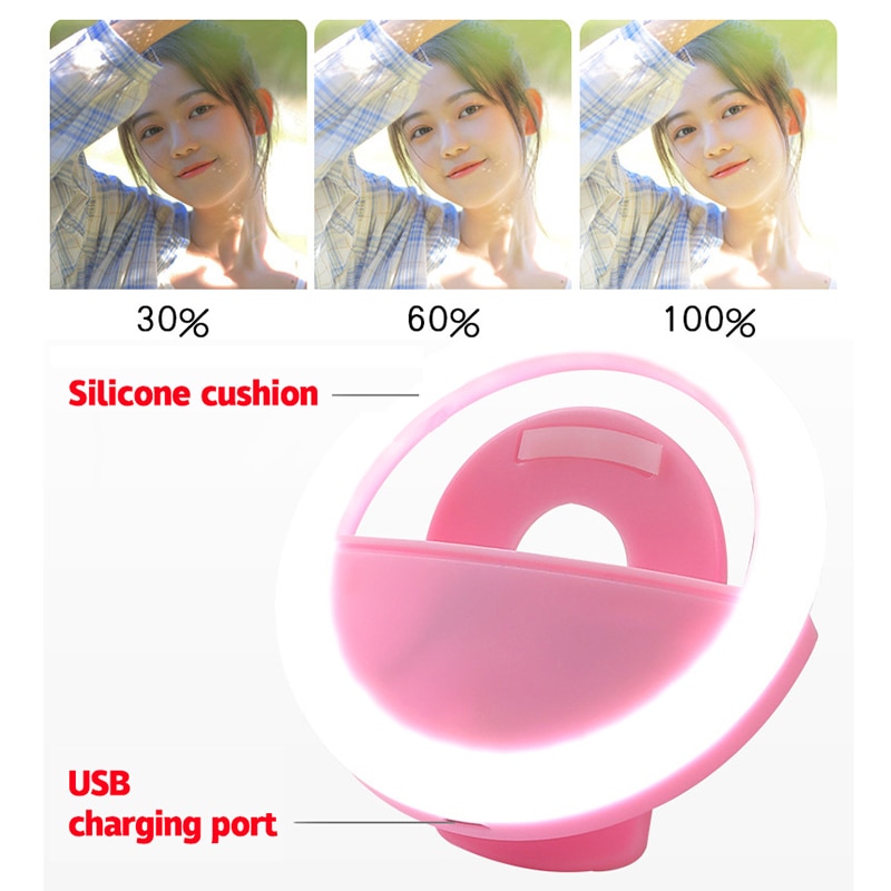 Universal selfie light portable flash ring LEDS mobile phone lens camera light ring clip light for iPhone XS 11 Plus