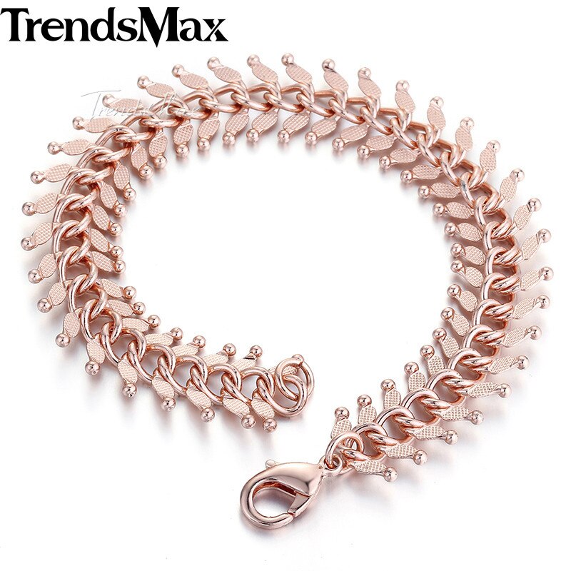 14mm 20cm 23cm 585 Rose Gold Filled Men&#39;s Bracelet for women Centipede Link Chain GB275