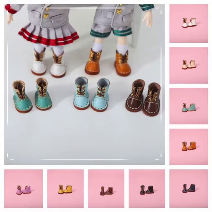 1/12bjd Bjd Poupée Chaussures Haut de gamme À La Main En Cuir De Vachette bottes Chaussures Pour Obitsu 11 OB11 Taille CGC Poupée 11cm Body9