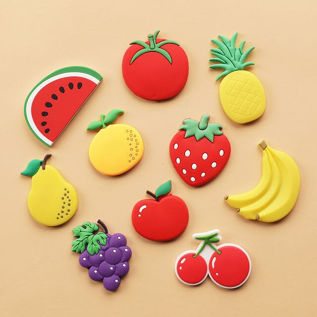 3D Cartoon Fridge Magnets PVC Food Refrigerator Magnetic Sticker Set Home Decor Fridge Magnetic Stickers Kids: E 10pcs