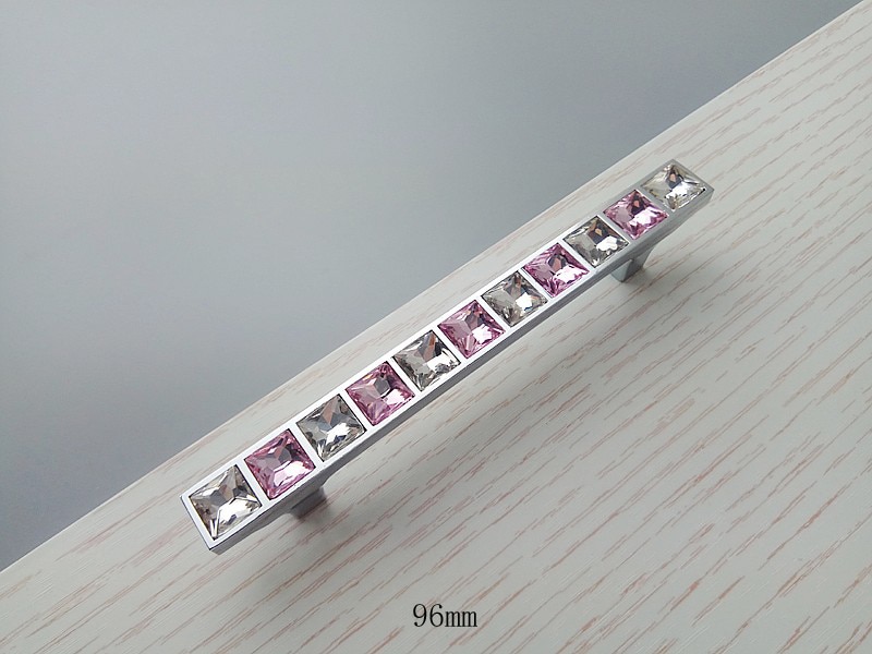 Real Crystal Glass Diamond Pink Handle Knobs Furniture Sliding Door Drawer Knob Wardrobe Kitchen Cabinets Cupboard Dresser Pulls