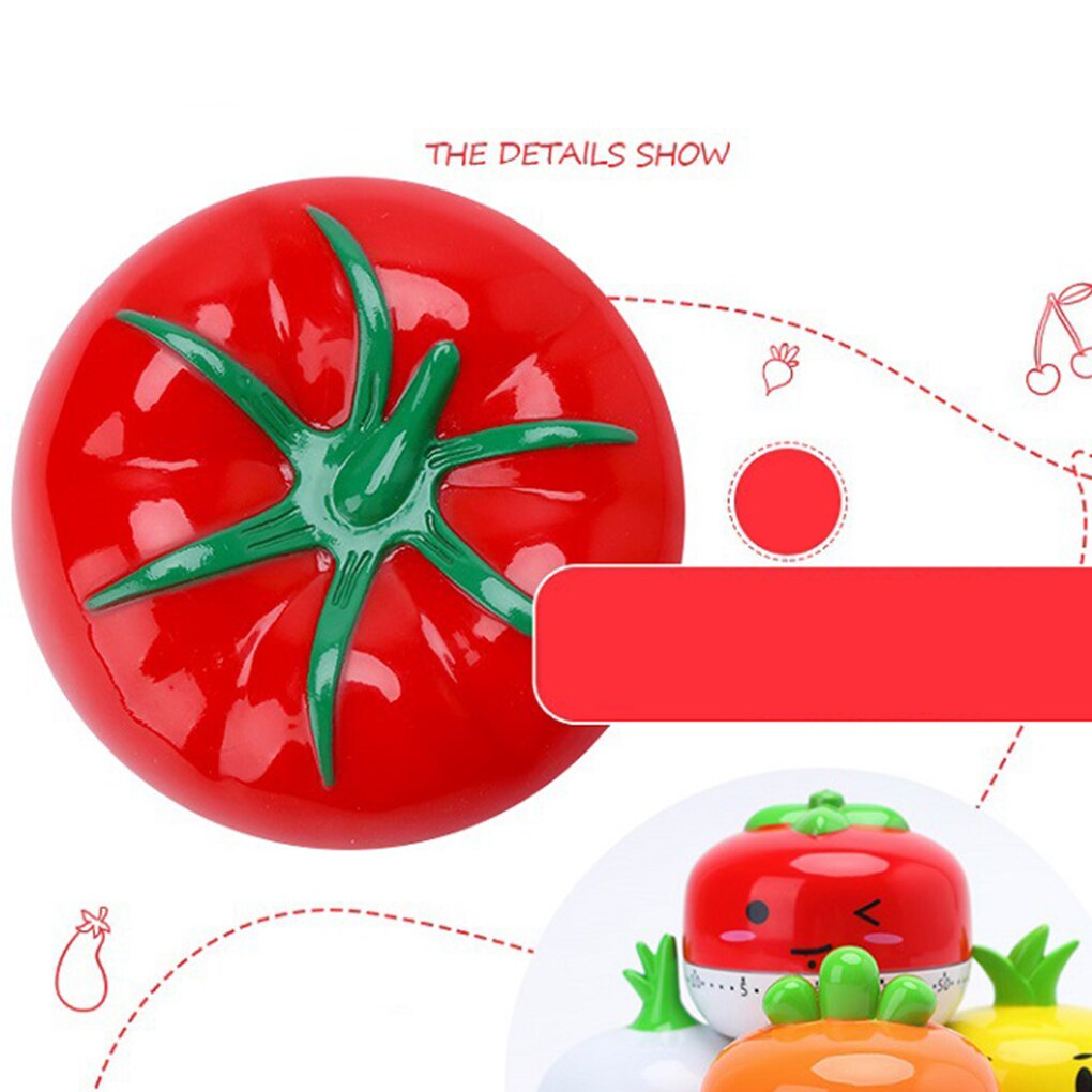 Cute Vegetables Kitchen Timer 1-60 Minutes 360 Degree Cooking Tools Mechanical Countdown Tomato Timer