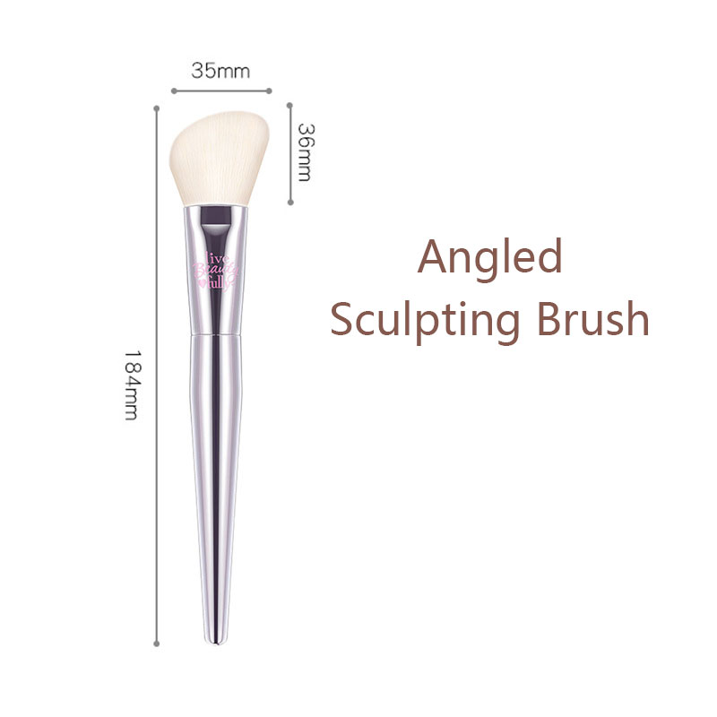 Argent pinceaux de maquillage entièrement fonctionnels de fond de teint poudre fard à joues surbrillance fard à paupières pinceaux de maquillage pour sourcils plats: Orange