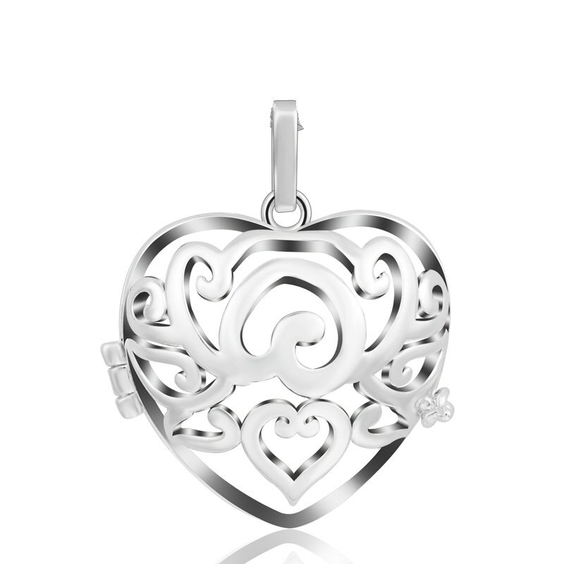 EUDORA 1pcs Messico Carillon Musica Palla Chiamante gabbie Collana Dell'annata Della Collana Del Cuore per Aromaterapia Olio Essenziale Delle Donne In Gravidanza: K231N20